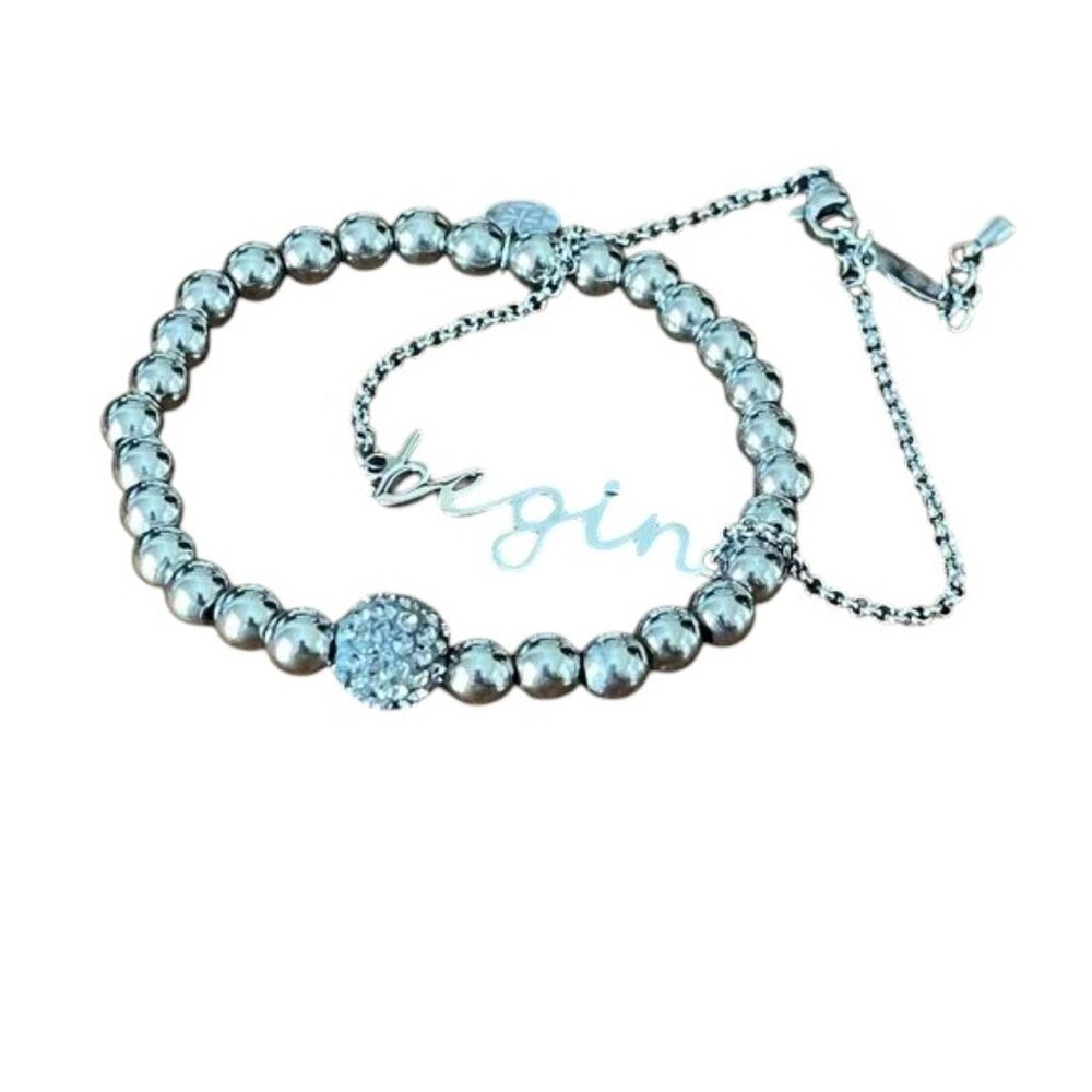 Rustic Cuff Set Of Two Silvertone Begin Bracelet … - image 1